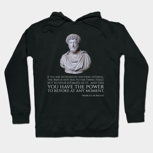 If you are distressed by anything external, the pain is not due to the thing itself, but to your estimate of it; and this you have the power to revoke at any moment. - Marcus Aurelius Hoodie